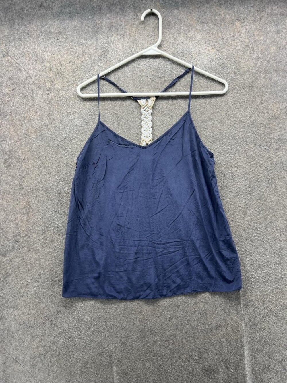 Lilly Pulitzer Tank Top Women Medium Blue V Neck Beaded Strap Camisole Summer